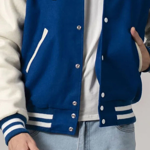 Veste d'hiver Letterman en laine pour homme avec col de baseball brodé personnalisable coupe-vent en toile Logo avant Position - Product Image 5