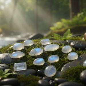 Piedra Lunar de Primera Calidad, Azul, Forma de Ojo de Caballo, Fondo Plano, Tallada, Translúcida, Azul, Forma de Ojo de Caballo, Fondo Plano - Product Image 1