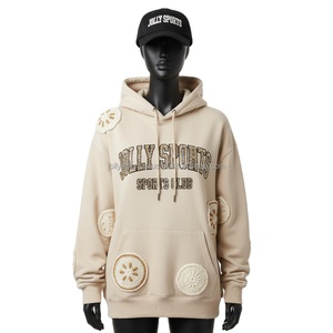 Sweat à capuche pour femme en molleton de coton 320 GSM avec détails de patchs au crochet, broderie, logo personnalisé, style décontracté, basiques pour femmes - Product Image 6