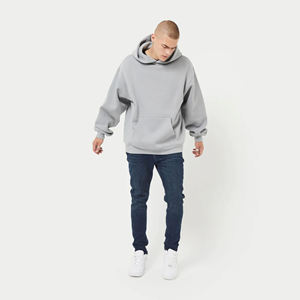 80% Algodón 20% poliéster Sleet Sudadera con capucha de gran tamaño hombros caídos estilo pulóver con escote cruzado dobladillo acanalado Puños para invierno - Product Image 3