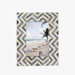 Modern Design <b>4x6</b> Photo <b>Frame</b> High Quality Customizable Square Grey Bone Inlay with White Resin Direct Sale From Manufacturer - Product Image 1