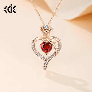 CDE YN1168 Fine 925 Sterling Silver Jewelry <span class=keywords><strong>Necklace</strong></span> Venta al por mayor <span class=keywords><strong>Heart</strong></span> Zircon colgante <span class=keywords><strong>Rose</strong></span> <span class=keywords><strong>Gold</strong></span> Plated Birthstone Colgante Collar - Product Image 3