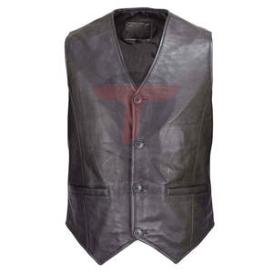 Automne hommes gilet en cuir avec col en V respirant chaud Logo personnalisé vêtements d'extérieur pour tenue décontractée prix raisonnable - Product Image 1