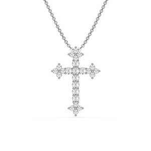 Colgante de Cruz con Diamante Natural de 0.59 CT en Oro Macizo, Joyería Fina para Mujer, Collar de Fe, Regalo para Cumpleaños o Aniversario - Product Image 1
