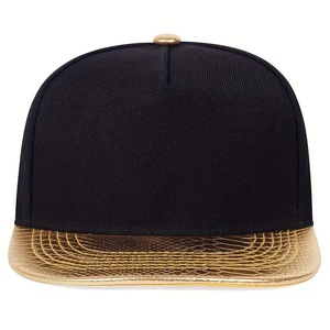 Casquette de baseball OEM Sporty Vintage à 5 panneaux Snapback en tissu de flanelle avec bord plat doré et arcs de style Hip Hop - Product Image 6