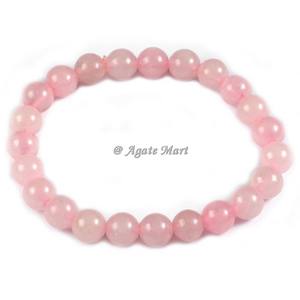 Bracelet en cristal de guérison en quartz rose tendance véritable pierre précieuse perlée avec agate gravée pour la guérison naturelle et les cadeaux - Product Image 1