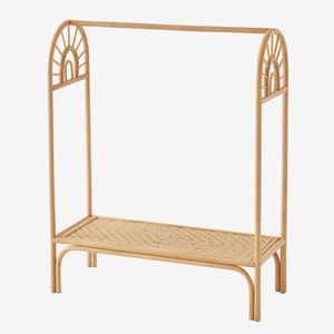 Perchero de ratán natural para ropa de niños y adultos, Perchero de tela con cesta de almacenamiento para decoración del hogar - Product Image 2