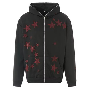 เสื้อฮู้ดแขนยาวซิปพลอยเทียมเสื้อฮู้ดผ้าฝ้ายระบายอากาศมีซิปเสื้อผ้าแฟชั่นง่ายสำหรับผู้ใหญ่ - Product Image 1