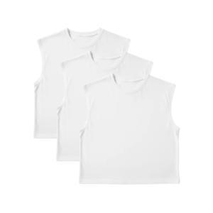 S22 3-Pack <b>Cropped</b> Sleeveless <b>Tank</b> <b>Top</b> <b>White</b> Fashionable Crop <b>Top</b> with <b>Tank</b> Sleeves - Product Image 1