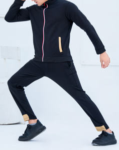 Survêtements de sport d'entraînement d'automne respirants personnalisés en gros pour hommes - Ensembles de jogging 100% coton Pantalons noirs Fitness Adulte - Product Image 5