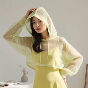 Sweat à capuche de sport Vêtements de fitness Femmes Sweat à capuche d'été à manches longues Workout Gym Cloth Running Sportswear See Through Hoodie - Product Image 4