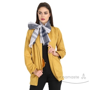 Stile parisiano Inspiree da donna lana stola Block strisce Design morbido grigio e bianco 90% lana 10% seta per Boutique store - Product Image 5