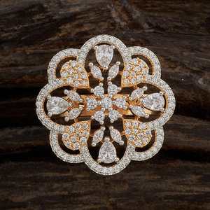 Wedding Fashionable <b>Gold</b>/Rhodium Plated Brass <b>Ring</b> with Micro Pave & Invisible Setting - Product Image 3