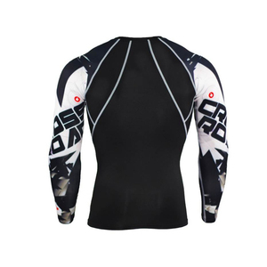 Rashguard imprimé personnalisé à manches longues blanc et noir et Bjj Rash Guard pour homme - Product Image 1