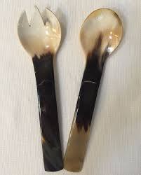 High Quality Real Viking Horn Salad Server 2 Pieces Buffalo Horn <b>Utensil</b> <b>Set</b> for Serving Salad Spoon and Fork Dinnerware <b>Sets</b> - Product Image 3