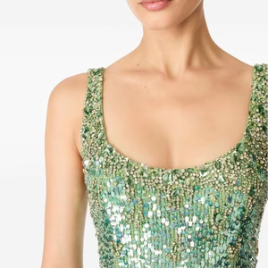 ชุดราตรีผ้าชีฟองทรงเอไลน์สวยดึงดูดใจสำหรับผู้หญิงพร้อมลูกปัดคริสตัลชุดยาวงานปาร์ตี้ทางการสไตล์ตรง - Product Image 1