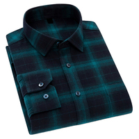 Chemise habillée en flanelle teinte en fil anti-rides pour homme, motif à carreaux, manches longues, tissu coton/polyester, impression de logo personnalisée, été