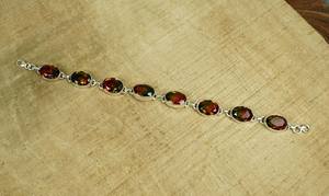 Bracelet réglable en argent sterling 925 avec pierre précieuse ovale en quartz pastèque, bijoux faits à la main pour femmes, cadeau tendance - Product Image 2