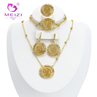 Parures de bijoux MEIZI, nouvelles, élégantes, plaquées or, avec collier, bracelet, bague et boucles d'oreilles ajustables, accessoires de mariage