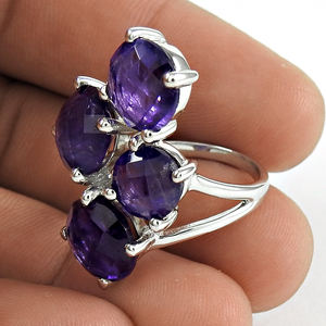 Anillo de plata de primera ley con amatista para mujer, sortija personalizable, plata esterlina 925, Color púrpura, estilo lujoso, hecho a mano, venta al por mayor - Product Image 3