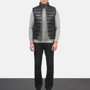 เสื้อกั๊กหนังมอเตอร์ไซค์ผู้ชาย ราคาโรงงาน ขายส่ง คุณภาพสูง ระบายอากาศได้ดี ทำจากหนังแท้ - Product Image 3