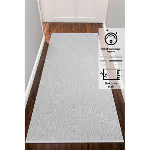 Konfor 8602 Machine Made Knitted Cream <b>Runner</b> <b>Carpet</b> with Straight Fringe Abstract Design Made of Durable Polyester - Product Image 3