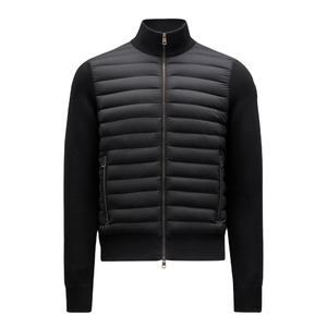 Veste hybride fine en duvet pour homme personnalisable pour le printemps et l'automne avec col montant et support avant rembourré en laine à fermeture éclair dans le dos - Product Image 1