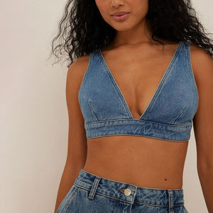 บราแฟชั่นเสื้อครอปเซ็กซี่สำหรับผู้หญิงเสื้อชั้นในผ้าเดนิม - Product Image 3
