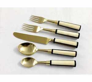 Couverts de restaurant usagés plaqués or royal de style américain 18/8 ensembles de couverts dorés en acier inoxydable haut de gamme pour mariage - Product Image 6