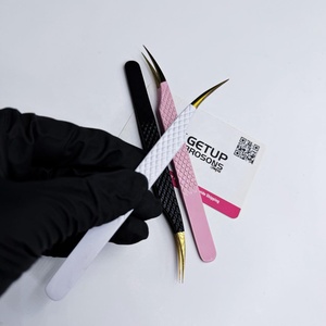 Pince à épiler isolante en acier inoxydable Getup Brosons Impex pour extensions de cils, revêtement en poudre de différentes couleurs, pointe dorée, logo personnalisé - Product Image 4