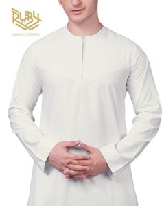 Thobes arabe traditionnel pour hommes, robe décontractée en tissu sur toute la longueur, col garçon, vêtements musulmans respirants, accessoires directs, vente en gros - Product Image 4