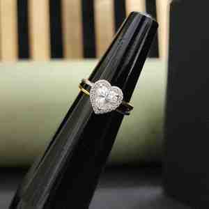 Pretty Heart Shape IGI Certified Moissanite Engagement Ring in 18KT Solid Gold for <b>Your</b> <b>Loved</b> One - Product Image 1