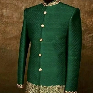 Superbe robe pantalon Sherwani vert bouteille avec belle broderie à la main Zardozi 2024 Party-Wear Mariages Plus Size Design - Product Image 1
