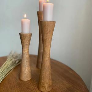 Vente chaude Logo Personnalisé À La Main En Bois Naturel Bougeoir En Bois pour Noël Pâques Saint Valentin Mariage Ramadan Décor - Product Image 3