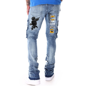 Pantalones vaqueros de lona rectos de ajuste Regular de alta calidad para hombre, diseño desgastado personalizado, transpirable, ligero, informal - Product Image 2