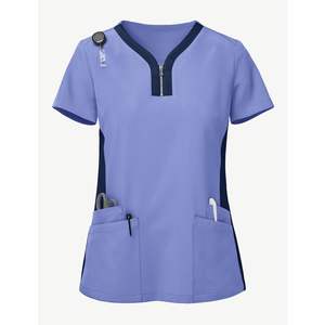 Marque privée femmes gommage ensemble col en V haut infirmière uniforme personnalisable propre Logo tailles hôpital médical clinique vente en gros gommage ensemble - Product Image 6