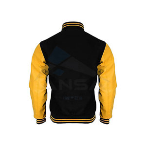 แจ็คเก็ตวาร์ซิตี้ดีไซน์ใหม่ราคาถูกสำหรับผู้ใหญ่ แจ็คเก็ตเบสบอลแบบมีตัวอักษรสำหรับฤดูหนาว สีดำสำหรับผู้ชาย บริการ OEM คุณภาพสูง - Product Image 2