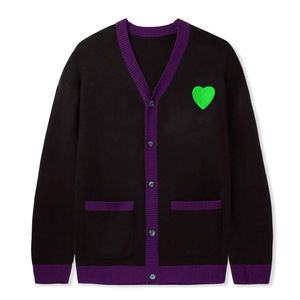 Customizable College <b>Cardigan</b> Sorority Fraternity V-Neck Sweater <b>Heart</b> Logo Embroidery Loose Buttons Knitwear for Casual Winter - Product Image 4