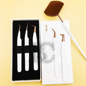 Pince à épiler de haute qualité couleur blanche extensions de cils en acier inoxydable durables pince à épiler avec pointe en or Rose vison - Product Image 6