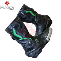 Bottes de moto en cuir respirantes coupe-vent vertes et noires personnalisées, vêtements de sport, imperméables, durables, décontractées, cruiser, grande taille