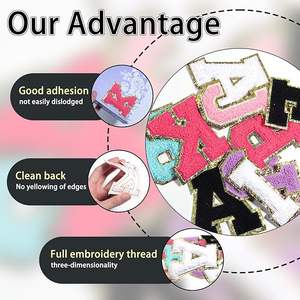 Parches de letras de chenilla Iron on Glitter Preppy Alphabet Patches para ropa Sombreros DIY Craft Varsity Team Uniformes Disfraz - Product Image 4