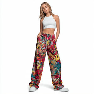 Pantalones Deportivos Sublimados OEM para Mujer, Pantalones de Chándal con Estampado de Moda Urbana para Invierno, Pantalones de Pijama de Felpa de 450 GSM - Product Image 3