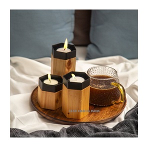 Vente en gros de bougeoirs en bois de haute qualité Décoration de table de fête de Noël Bougeoirs en bois naturel faits à la main pour hôtel - Product Image 4