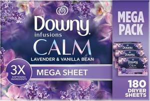 Toallitas Suavizantes para Secadora Downy Calm Mega, Toallitas Grandes para Lavandería y Secadora, 180 Unidades - Product Image 3