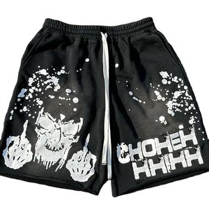 Nouvel arrivage de shorts délavés au soleil unisexe High Street pour hommes, ourlet brut, éponge française, motif solide, lavage à l'acide, bord brut, streetwear - Product Image 5