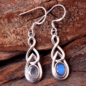 Pendientes colgantes finos de Plata de Ley 925 hechos a mano, labradorita, Peridoto, piedras preciosas, joyería para mujer - Product Image 3