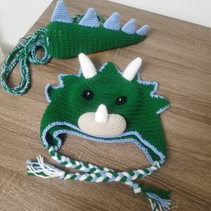 Gorro de Dinosaurio de Ganchillo Personalizable con Cola y Capucha, Accesorio con Banda de Algodón para Bebés y Adultos, Uso Diario Informal - Product Image 1