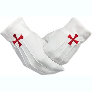 Vente en gros de tissu en pur coton Logo du client brodé à la main Gants maçonniques de maître - Product Image 3