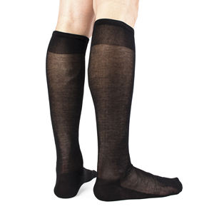 Chaussettes longues d'été pour hommes en coton et mousseline 100% Fil d'Ecosse, avec élasthanne lisse, taille unique, style uni quotidien, fabriquées en Italie - Product Image 3