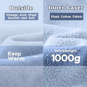 Streetwear personnalisé sweat à capuche surdimensionné poids lourd sans ficelle sweat à capuche zippé pour hommes à capuche délavé à l'acide - Product Image 5